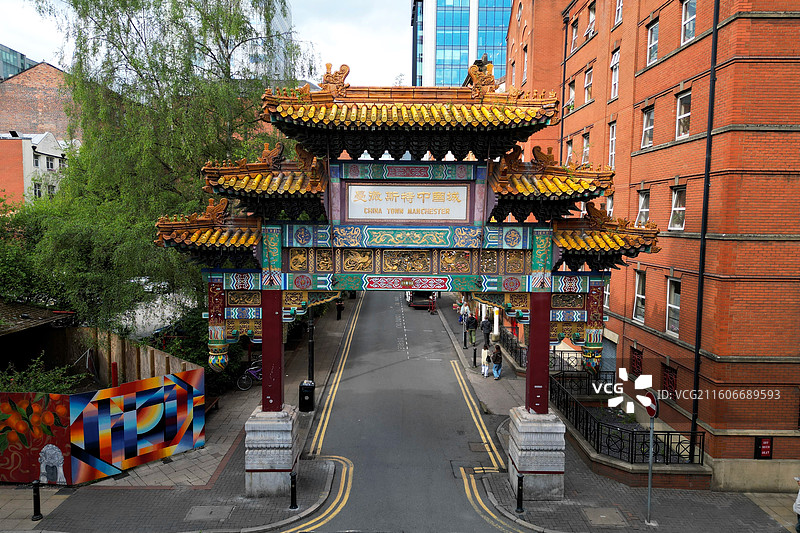 英国曼彻斯特中国城牌坊图片素材