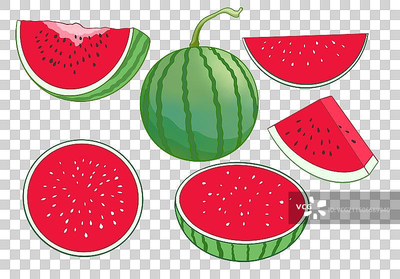 扁平风水果元素各种形态的西瓜图片素材