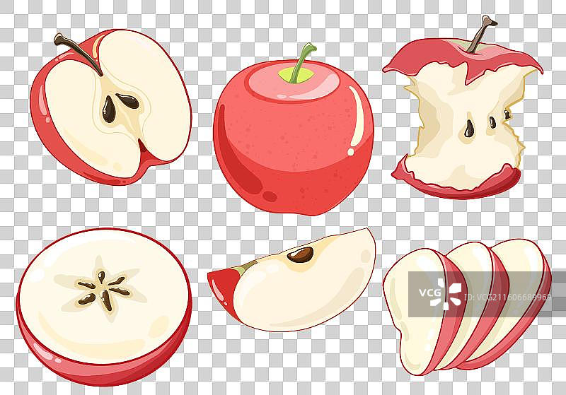 扁平风水果元素各种形态的苹果图片素材