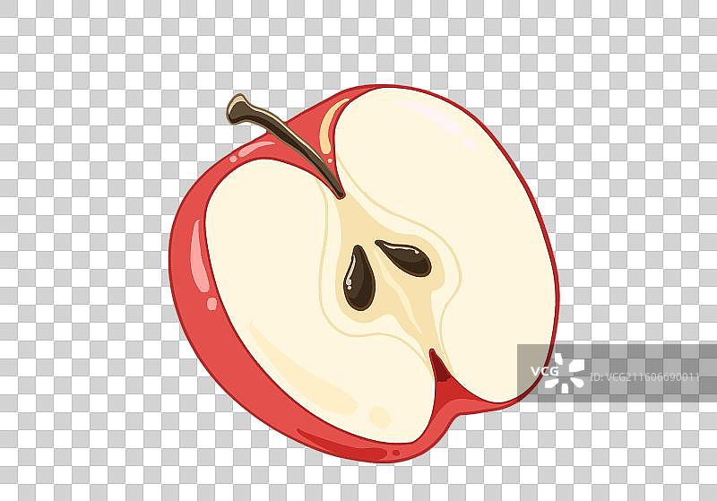 扁平风水果元素半个苹果图片素材