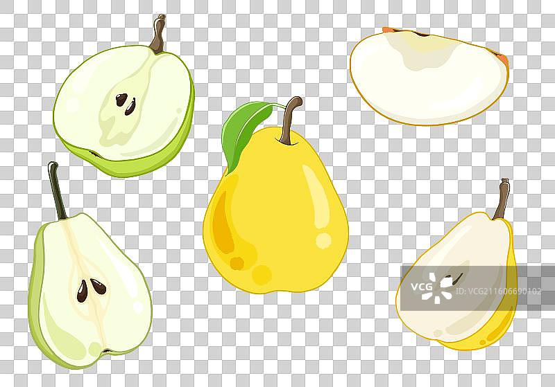 扁平风水果元素各种形态的梨图片素材