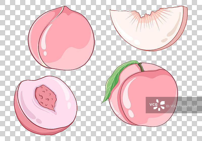 扁平风水果元素各种形态的水蜜桃图片素材