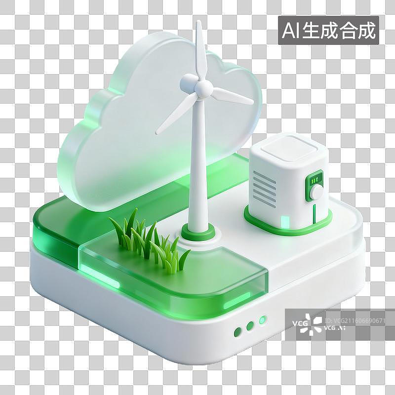【AI数字艺术】3D拟物风格能源环保新能源科技元素生物质能发电图片素材