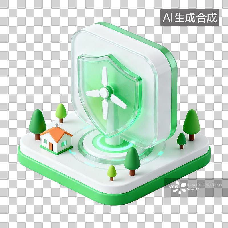 【AI数字艺术】3D拟物风格能源环保新能源科技元素微电智能网图片素材