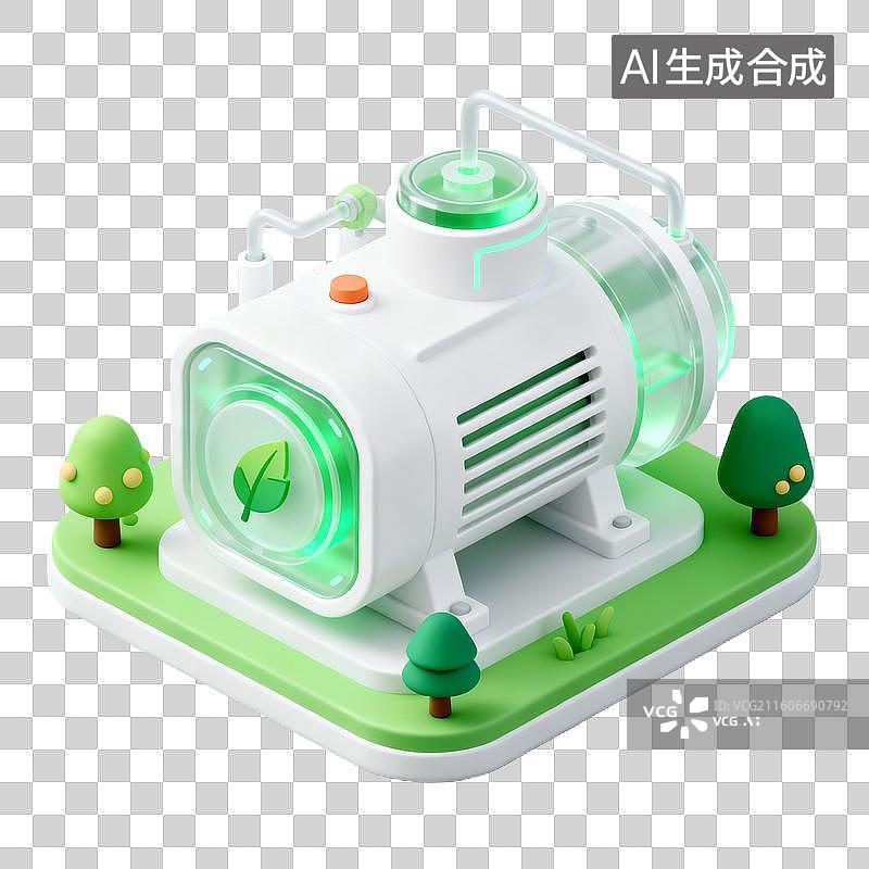 【AI数字艺术】3D拟物风格能源环保新能源科技元素蓄能泵高效节能技术图片素材