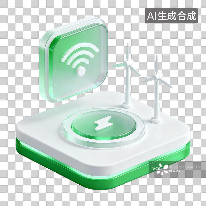 【AI数字艺术】3D拟物风格能源环保新能源科技元素智能微电网图片素材