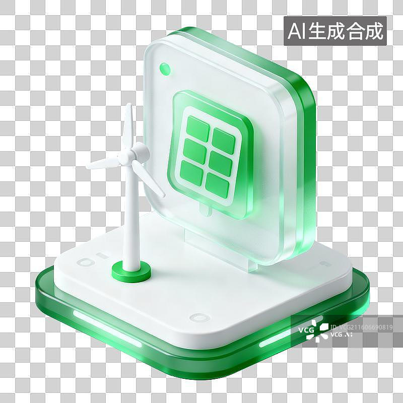 【AI数字艺术】3D拟物风格能源环保新能源科技元素智能微电网图片素材