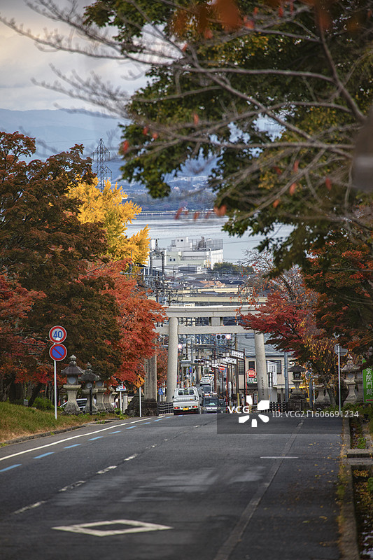 日本滋贺县比叡山坂本的秋季风光图片素材