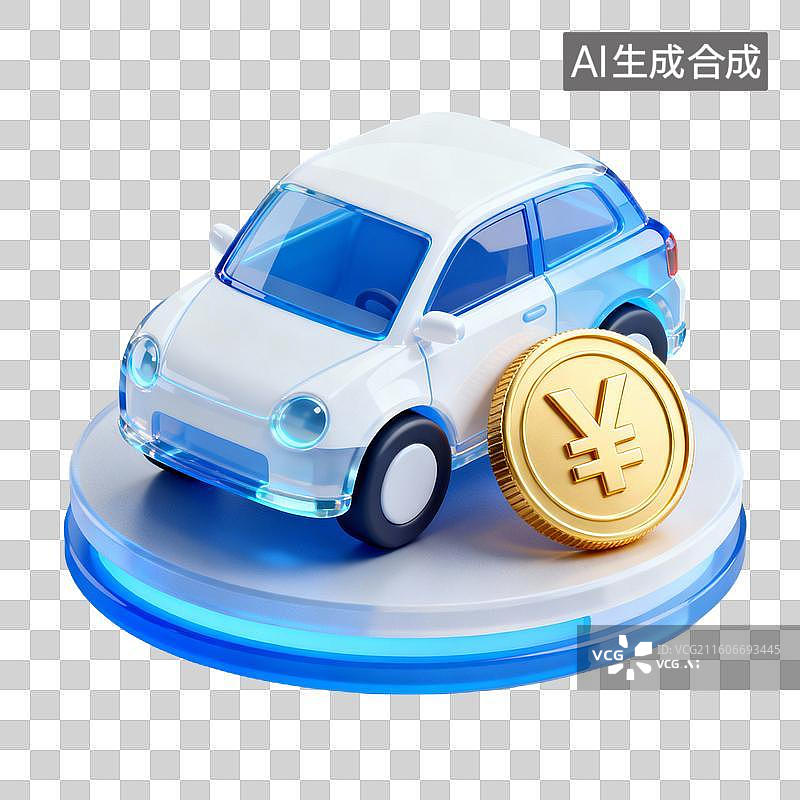 【AI数字艺术】3D拟物风格金融省钱增效能源新能源蓝色科技元素电动汽车充电站图片素材