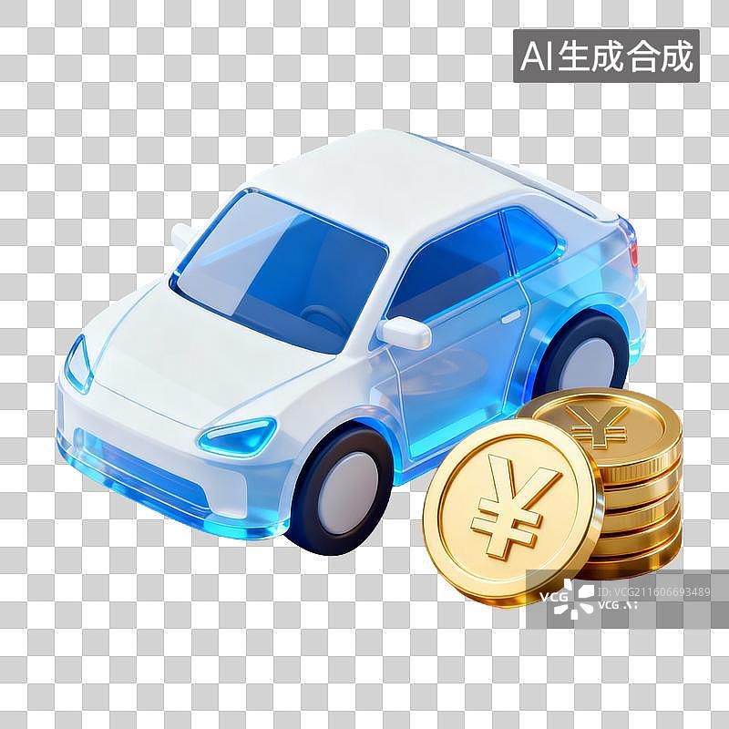 【AI数字艺术】3D拟物风格金融省钱增效能源新能源蓝色科技元素电动汽车充电站图片素材