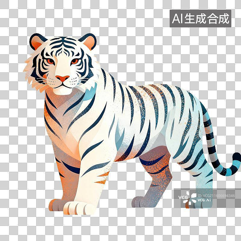 【AI数字艺术】白虎插画图片素材