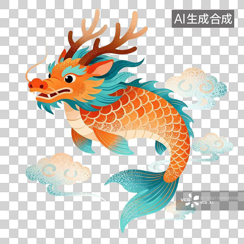 【AI数字艺术】螭吻神兽节日插画图片素材