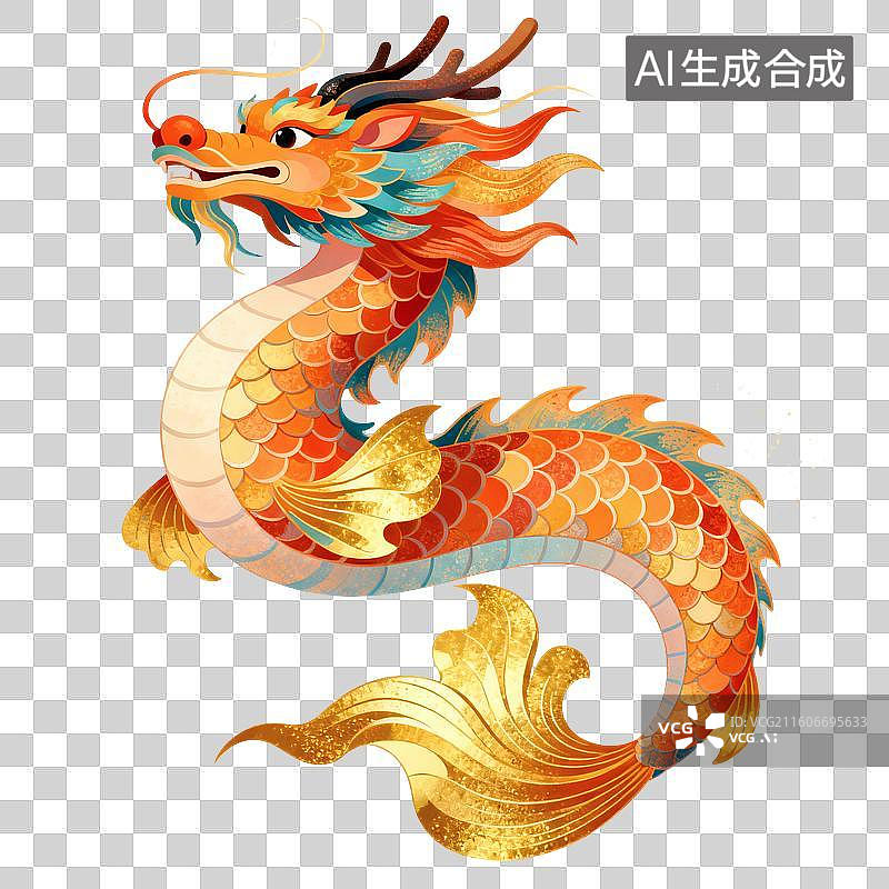 【AI数字艺术】螭吻神兽节日插画图片素材
