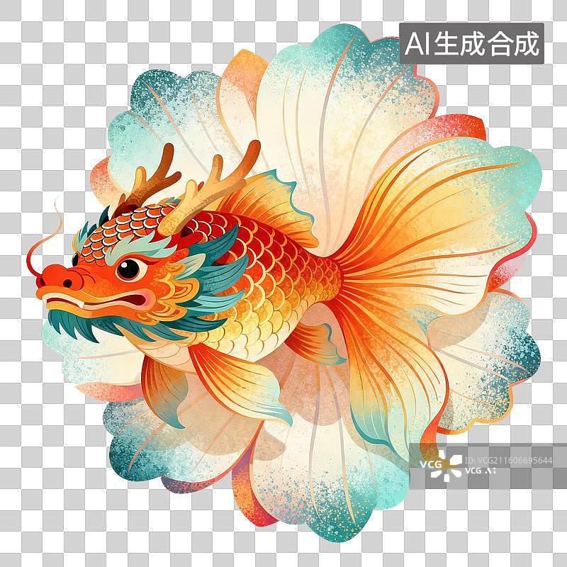 【AI数字艺术】螭吻神兽节日插画图片素材