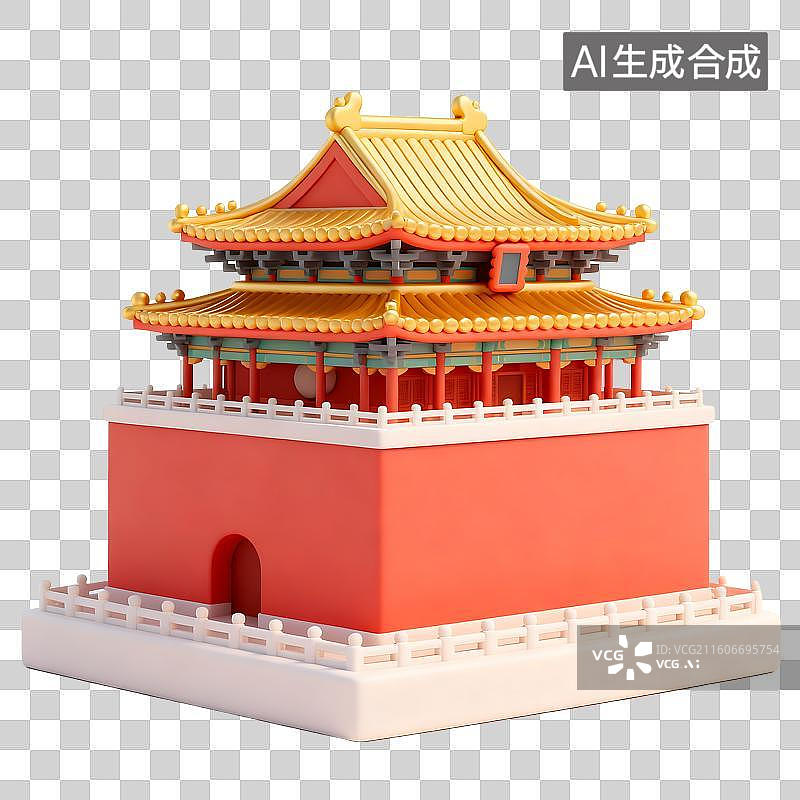 【AI数字艺术】传统中式建筑塔楼三维模型图片素材