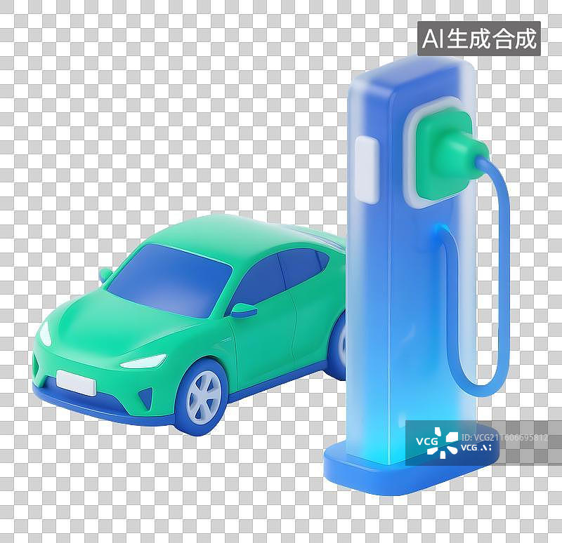 【AI数字艺术】AIGC:新能源汽车充电，充电桩，元素，免抠图形图片素材