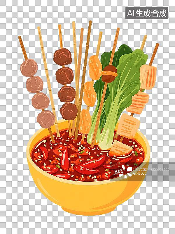 【AI数字艺术】AIGC:四川菜美食钵钵鸡，家常菜，插图插画，元素，免抠图形图片素材