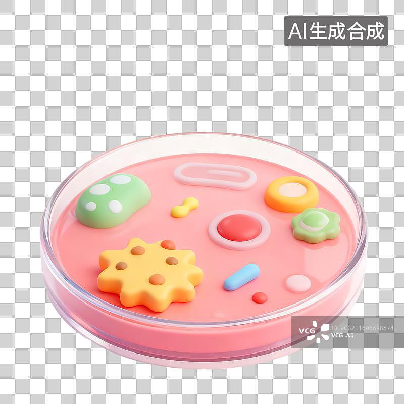【AI数字艺术】培养皿中的彩色塑料形状图片素材