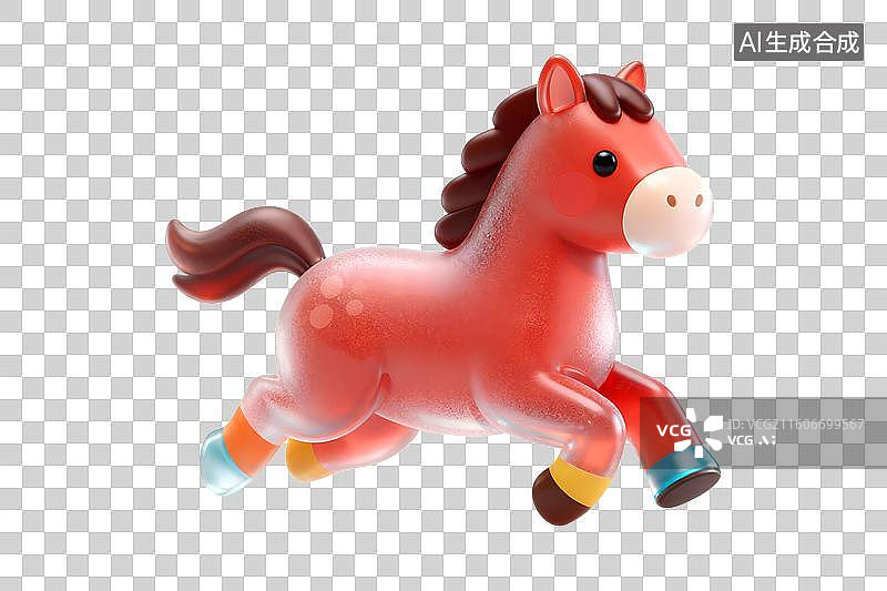 【AI数字艺术】3D可爱磨砂玻璃小马图片素材