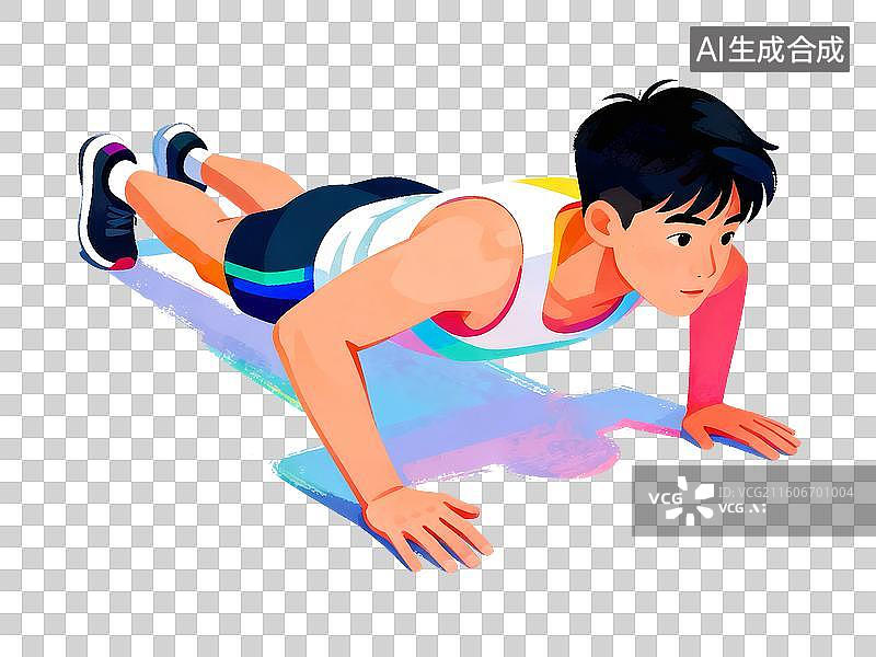 【AI数字艺术】免扣男人平板支撑俯卧撑元素图片素材