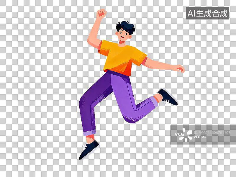 【AI数字艺术】免扣人物跳跃跑步元素图片素材