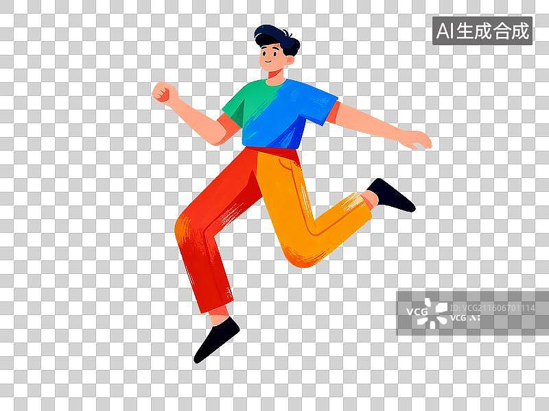 【AI数字艺术】免扣人物跳跃跑步元素图片素材