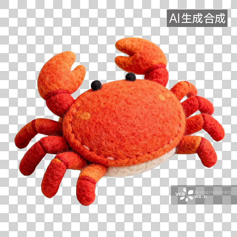 【AI数字艺术】3D羊毛毡风格美食成品菜肴元素大闸蟹图片素材