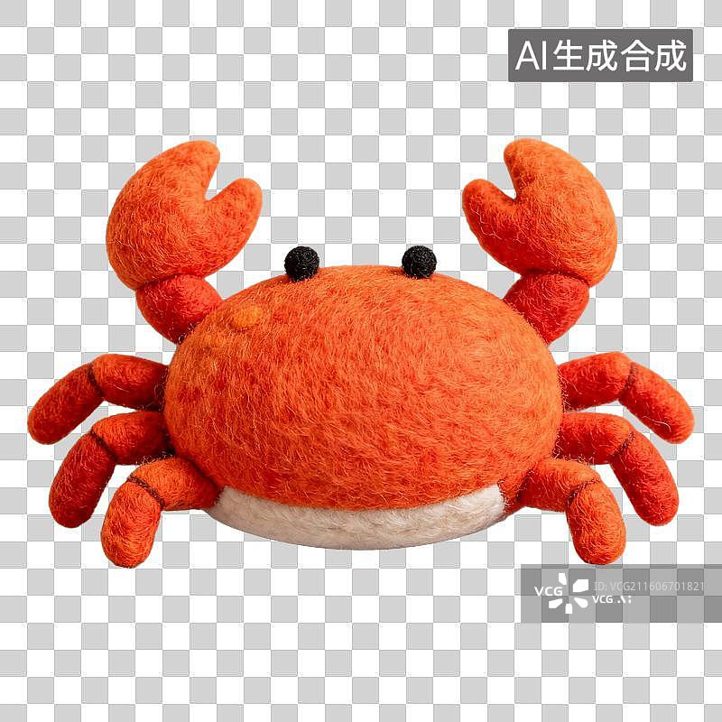 【AI数字艺术】3D羊毛毡风格美食成品菜肴元素大闸蟹图片素材