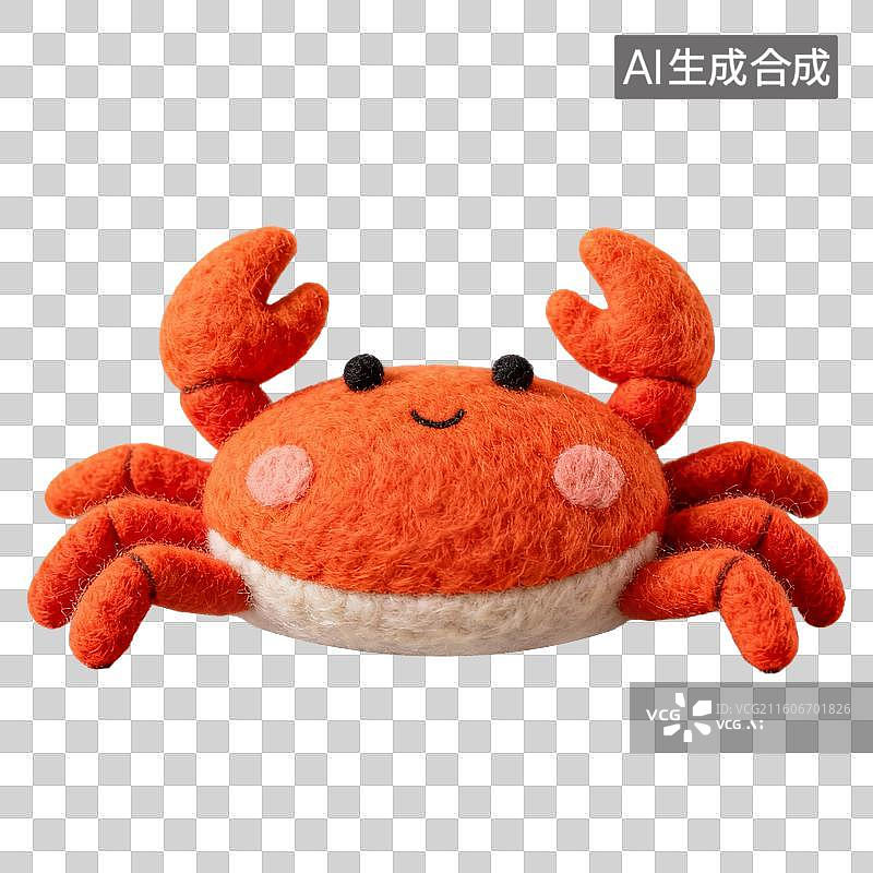 【AI数字艺术】3D羊毛毡风格美食成品菜肴元素大闸蟹图片素材
