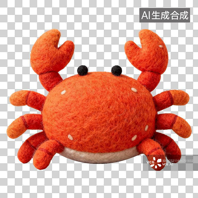【AI数字艺术】3D羊毛毡风格美食成品菜肴元素大闸蟹图片素材