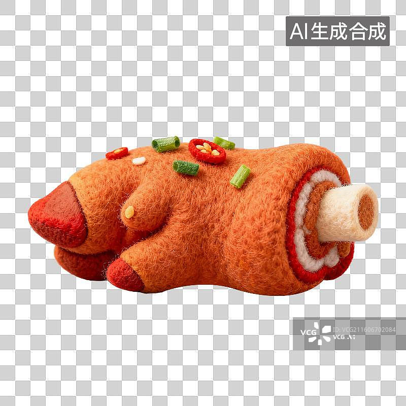 【AI数字艺术】3D羊毛毡风格美食成品菜肴元素麻辣猪蹄烤猪蹄图片素材
