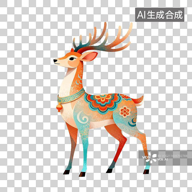 【AI数字艺术】动物鹿插画图片素材
