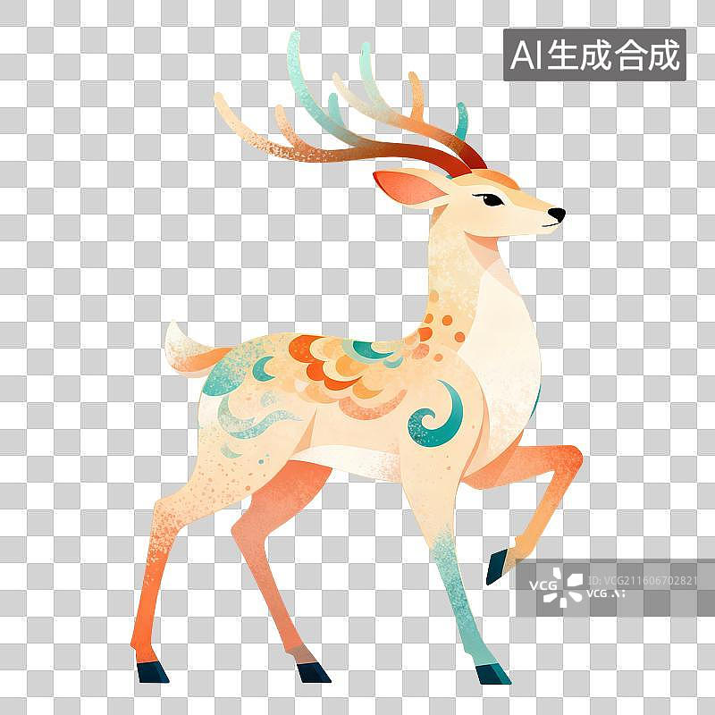 【AI数字艺术】动物鹿插画图片素材