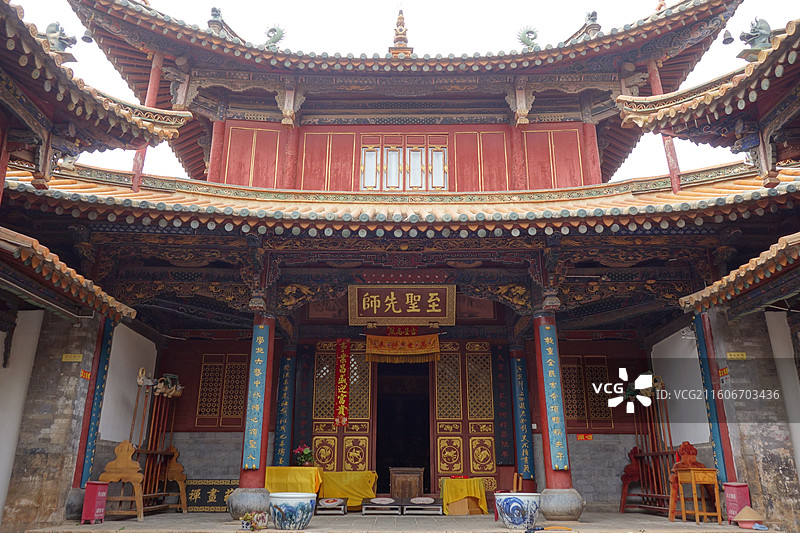 云南省昆明市官渡古镇：官渡少林寺妙湛寺至圣先师殿图片素材