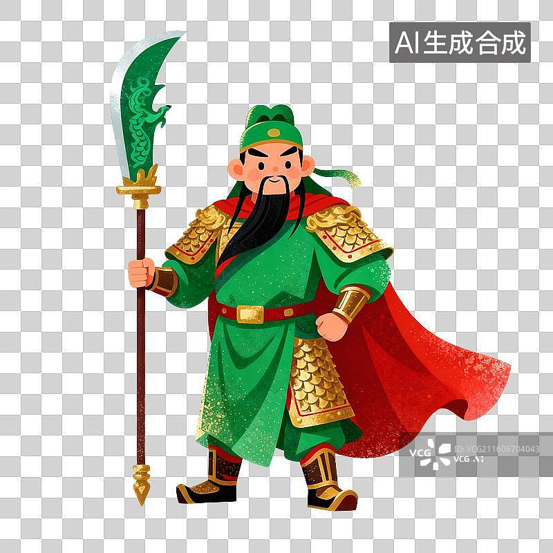 【AI数字艺术】关羽历史人物插画图片素材