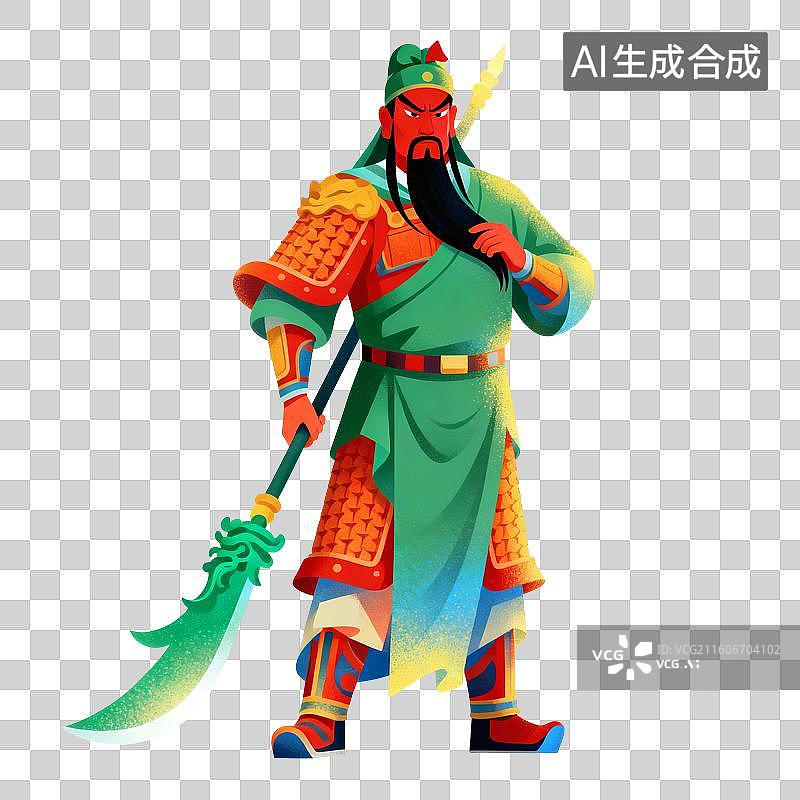 【AI数字艺术】关羽历史人物插画图片素材