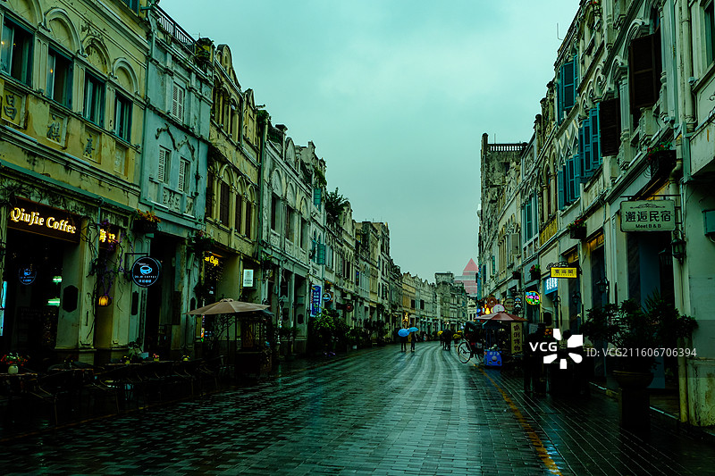 中国历史文化名街，中国海南省海口骑楼老街图片素材