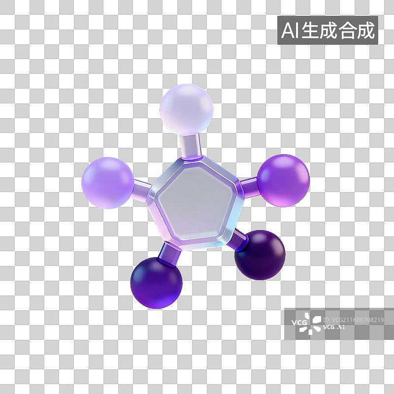 【AI数字艺术】3D磨砂玻璃材质教育主题化学课立体分子结构模型元素图片素材
