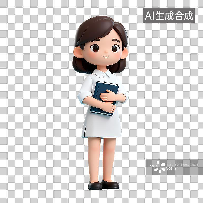 【AI数字艺术】卡通女性教师手持书本图片素材