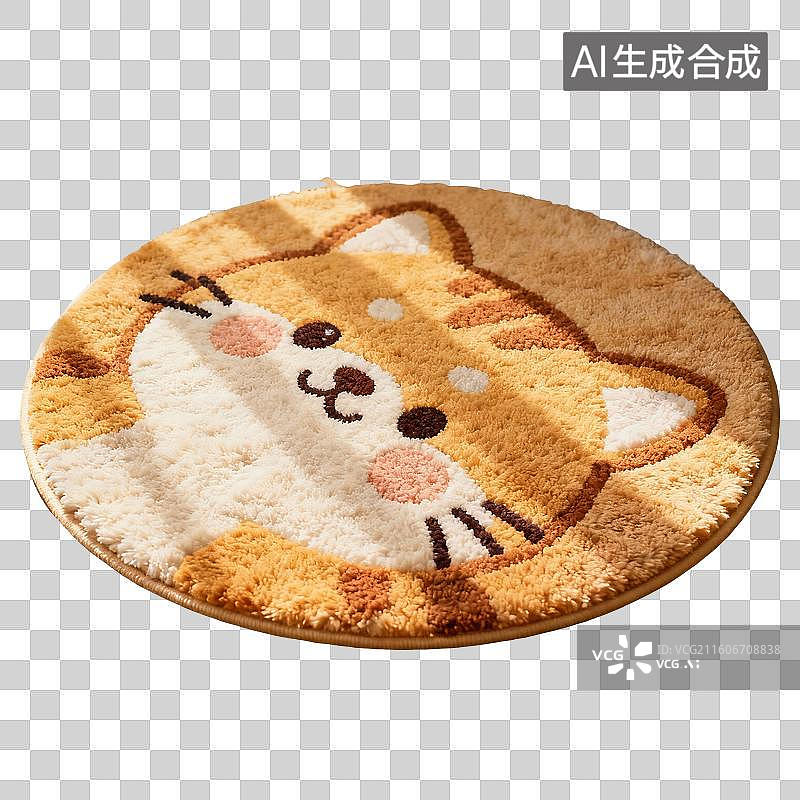【AI数字艺术】圆形猫咪图案地毯图片素材