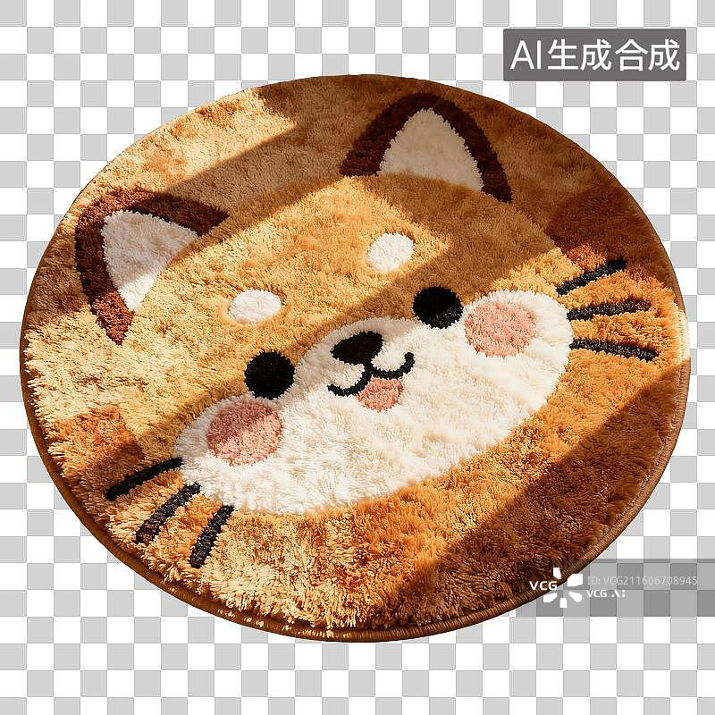 【AI数字艺术】圆形猫咪图案地毯图片素材
