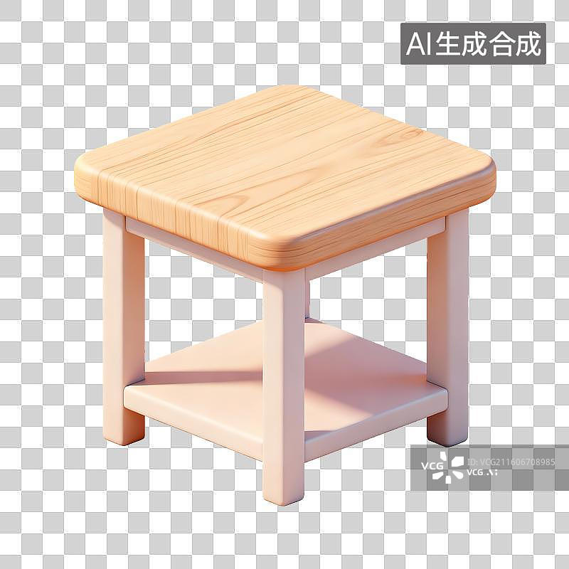 【AI数字艺术】木质方形小凳子图片素材