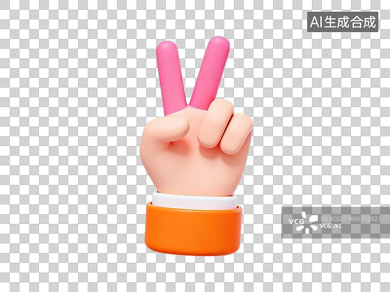 【AI数字艺术】卡通手比出胜利手势图片素材