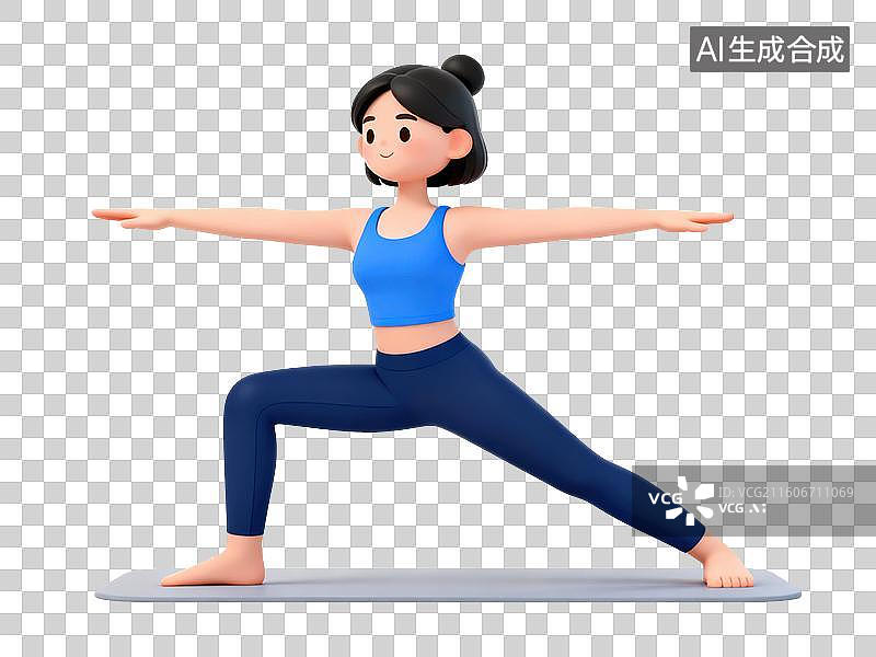 【AI数字艺术】女性练习瑜伽战士姿势图片素材