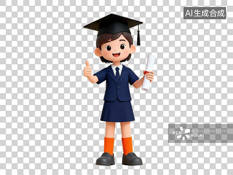 【AI数字艺术】毕业生手持毕业证书图片素材