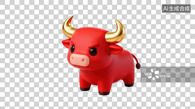【AI数字艺术】红色牛形摆件图片素材