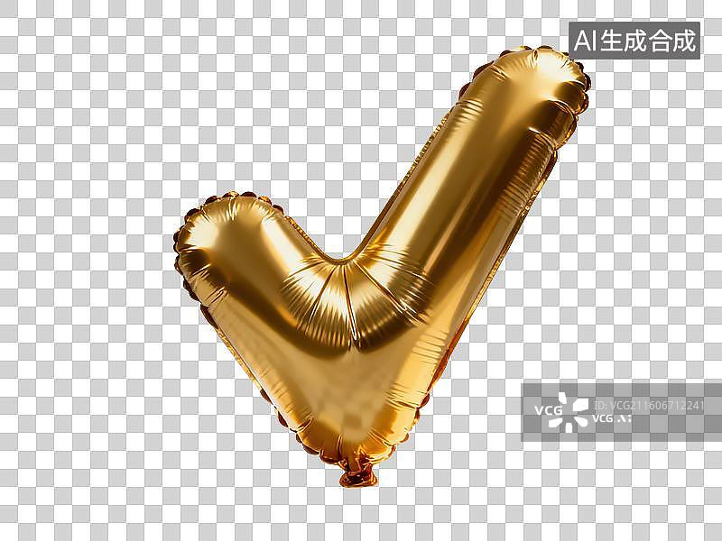 【AI数字艺术】金色字母V气球图片素材