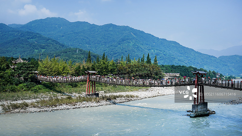 成都 都江堰 安澜索桥图片素材