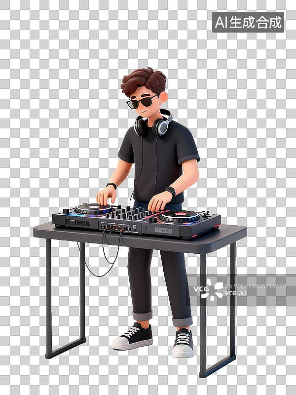 【AI数字艺术】年轻男性DJ操作设备演奏音乐图片素材