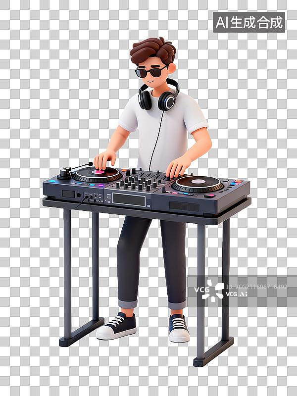 【AI数字艺术】年轻男性DJ操作设备演奏音乐图片素材